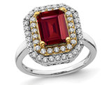 2.30 Carat (ctw) Lab-Created Ruby Engagement Ring in 14K White Gold with Lab Grown Diamonds